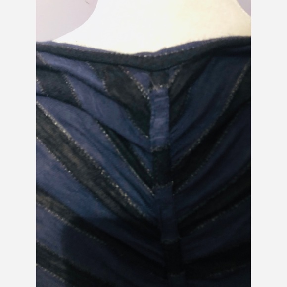 Anthropologie velvet blue and black striped Henley - Picture 4 of 4